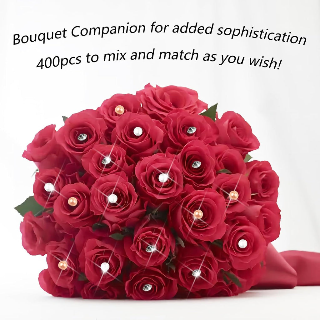 500Pcs 4 Styles Bouquet Pins Flower Pin Pearl Head Pins Crystal