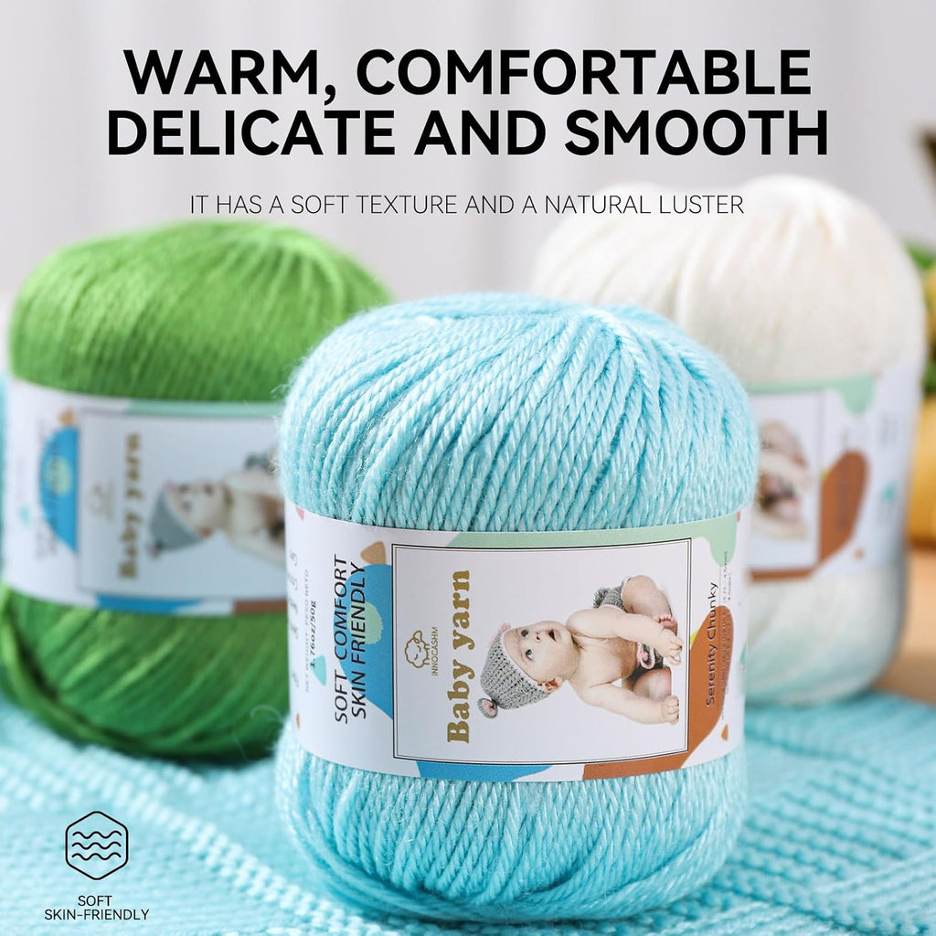 Baby Knitted Yarn - Merino Wool 10%, Cotton 40%, Nylon 50% Blended