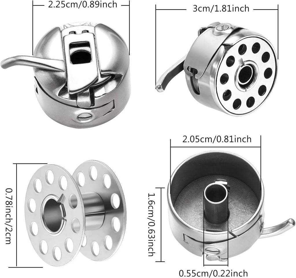 AMORNPHAN- 2 PCS Bobbin Case with 15 PCS Sewing Machine Metal Bobbins