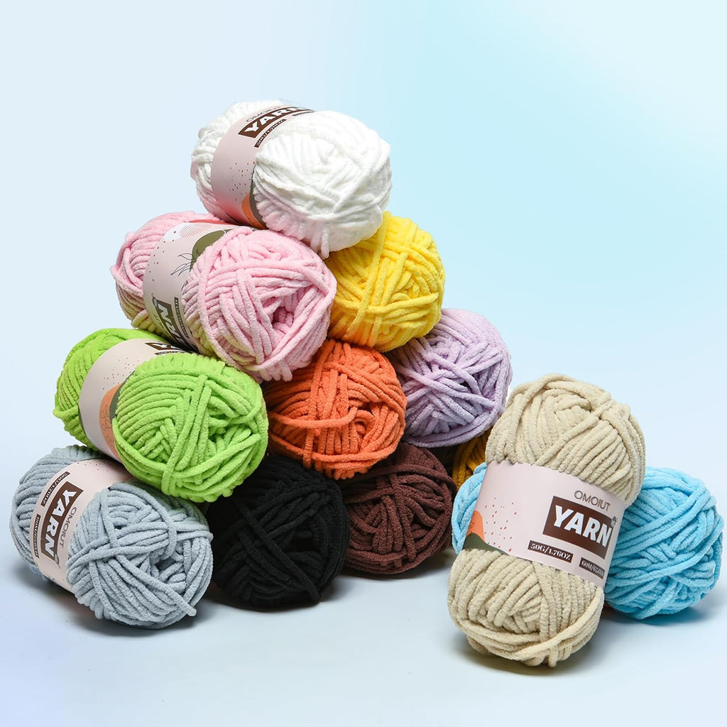 3 Packs Plush Chenille Chunky Crochet Yarn - Baby Yarn for Crocheting