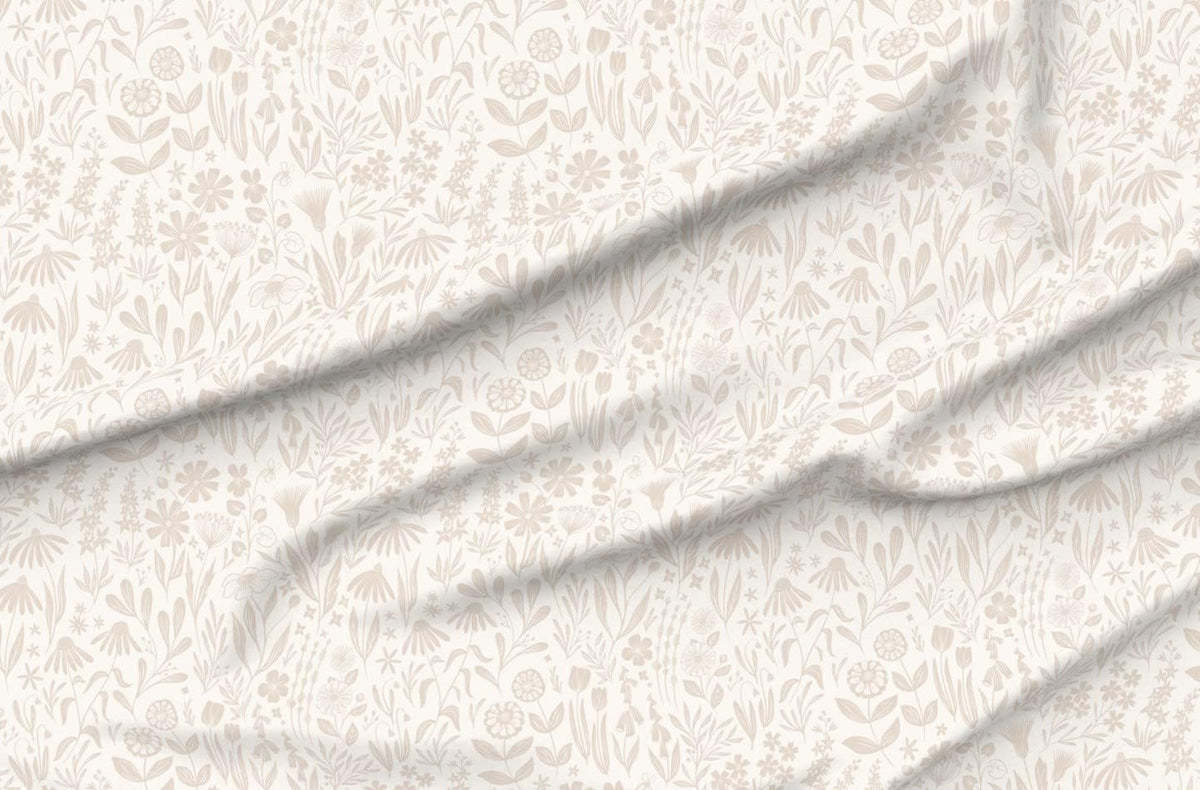 Spoonflower Fabric Flowers Cream Tan Nude Medium on Petal Signature