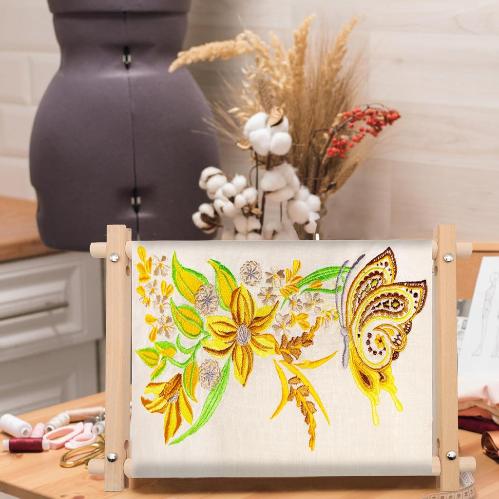 MUFEKUM Beech Wood Embroidery Tapestry Scroll Frame 17"x12"