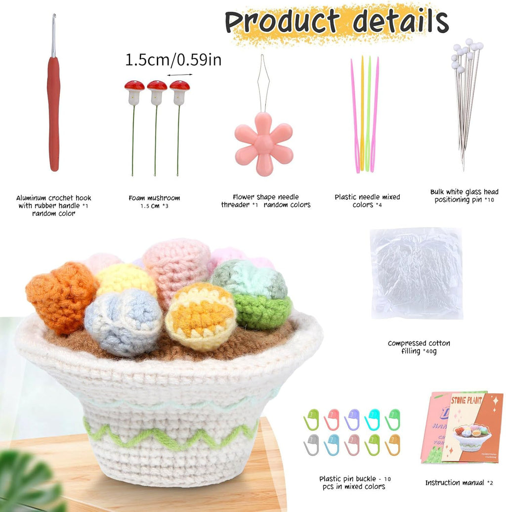 SHYYOULQE Succulents Plant Set Beginner Crochet Knitting Supplies