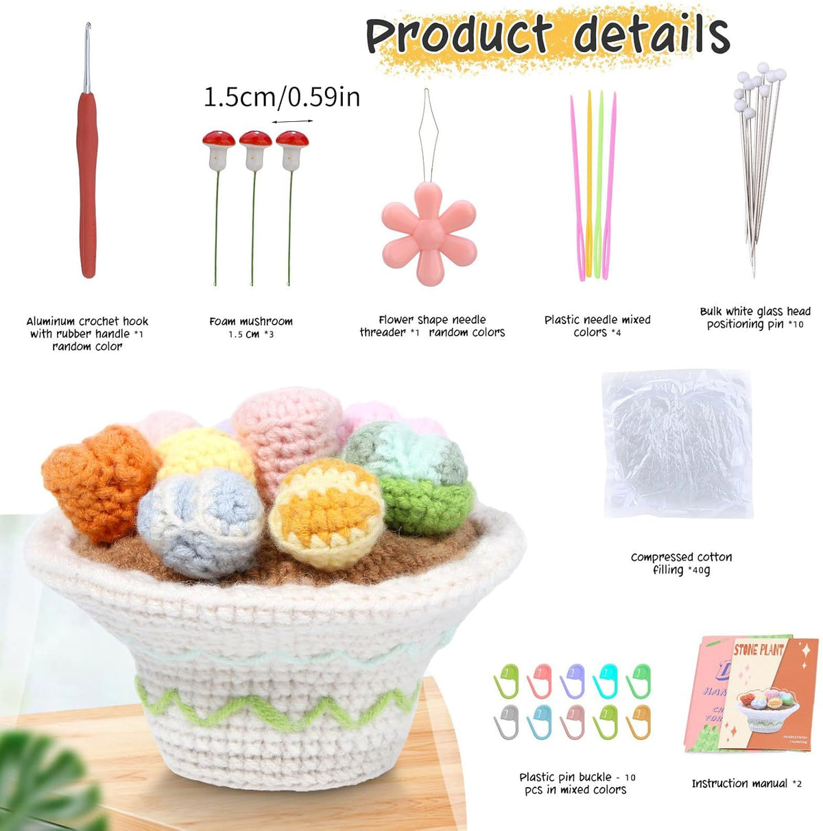 SHYYOULQE Succulents Plant Set Beginner Crochet Knitting Supplies