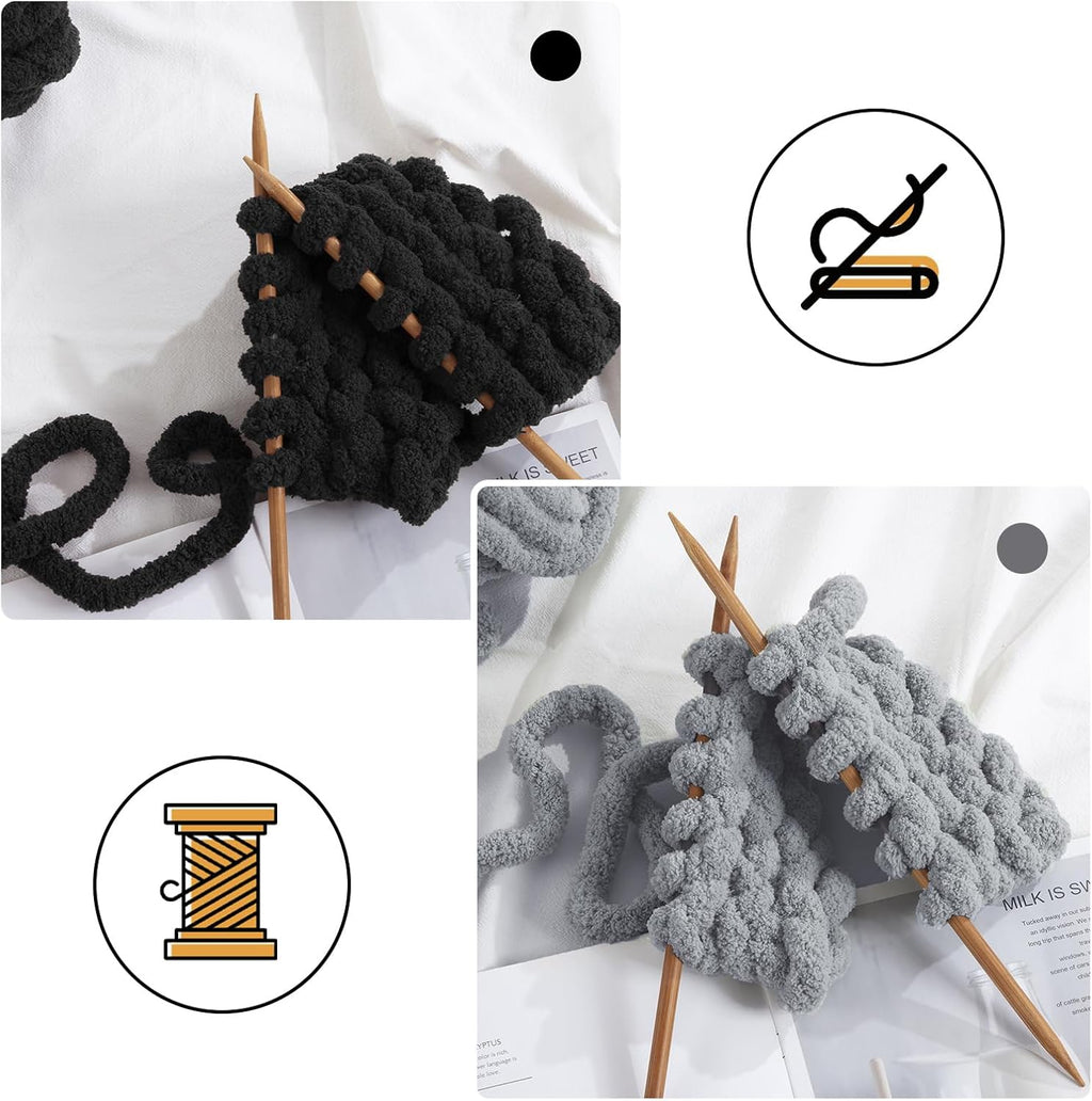 MABOZOO Assorted Chunky Yarn for Hand Knitting 8 Pack, Fluffy Jumbo