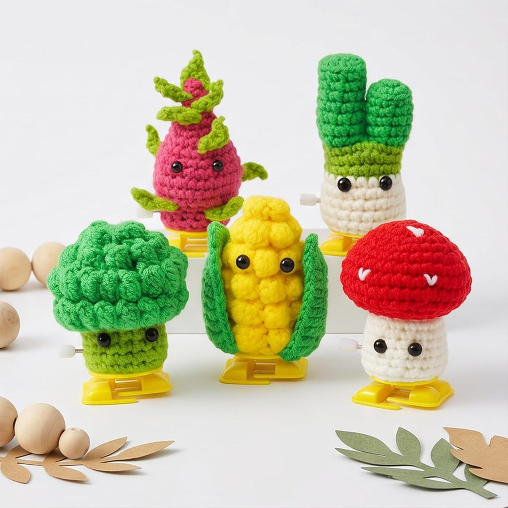 5Pcs Vegetable DIY Crochet Kit for Beginners Adults Birthday Gifts