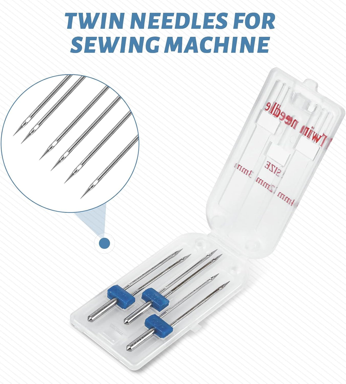 9 Twin Needles for Sewing Machine, Double Twin Needles with 4 Kinds