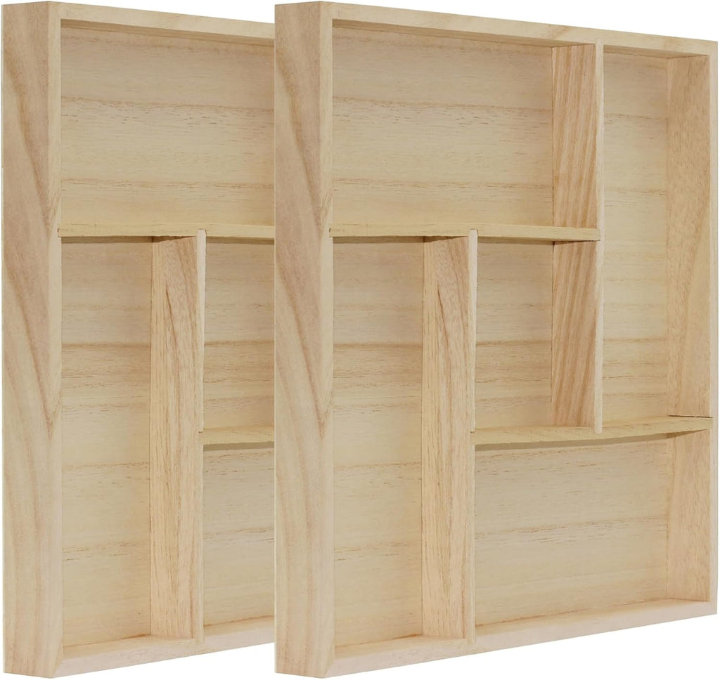 5 Section Wooden Trays – 10" × 10" Square Organizers with Compartments