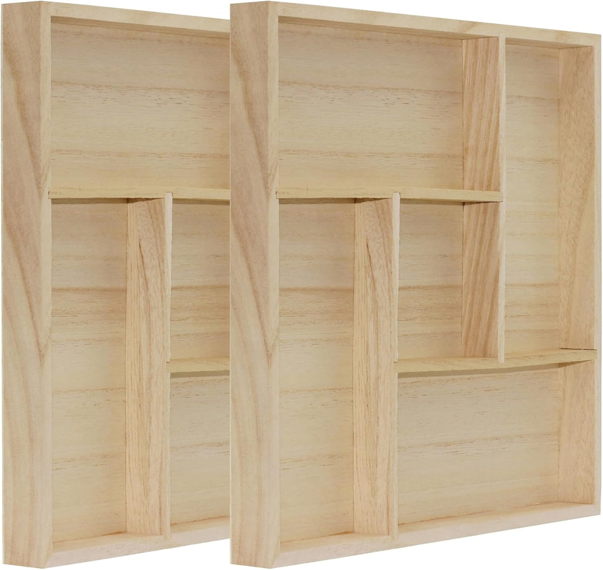 5 Section Wooden Trays – 10" × 10" Square Organizers with Compartments