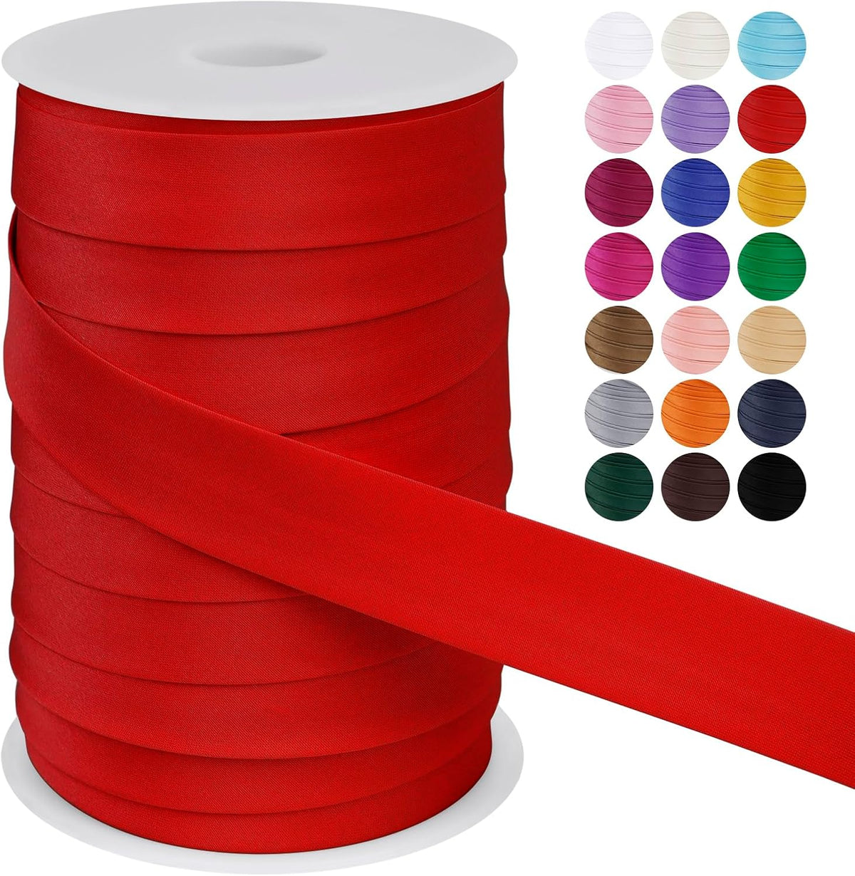 LEREATI Satin Bias Tape Double Fold 1 Inch x 55 Yards, Bias Tape for