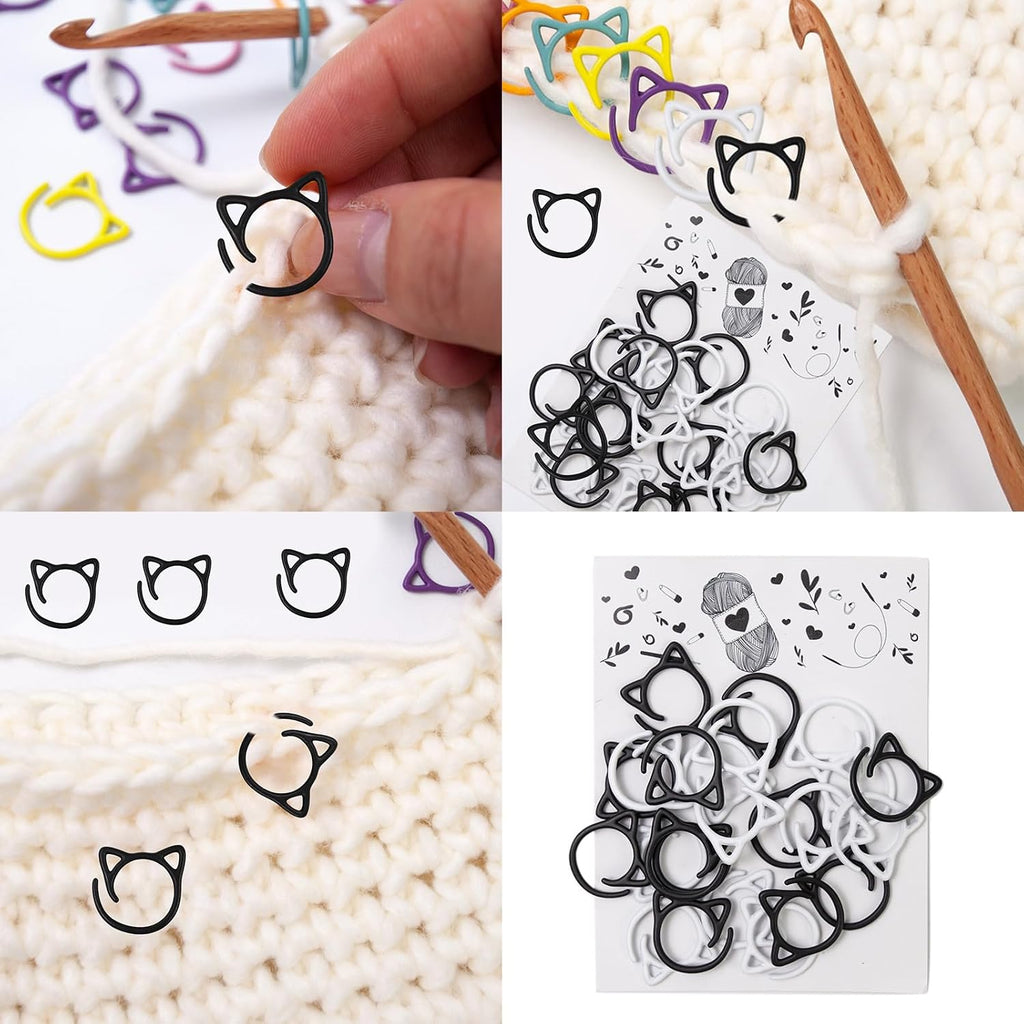 Watreketal Stitch Markers,25 PCS Metal Knitting Markers, Cats Shaped