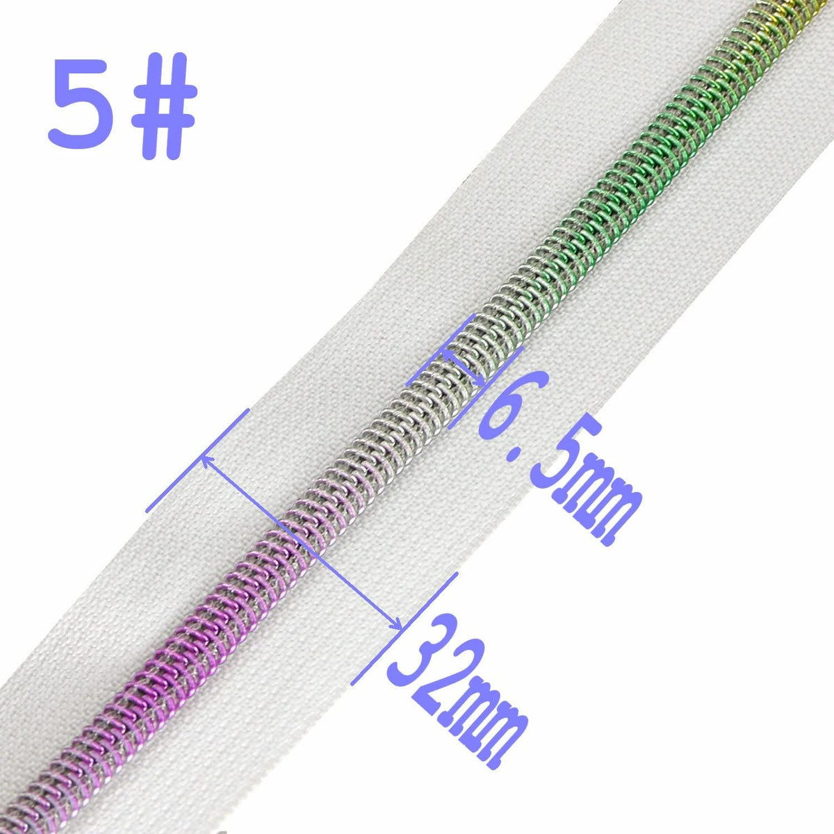 #5 Metallic Nylon Coil Zippers by The Yard Colorful Teeth Zipper Bulk