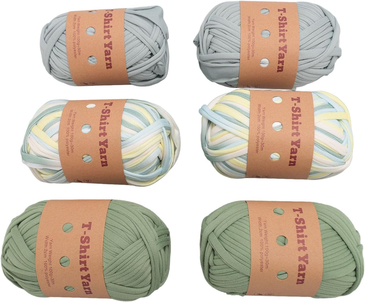 T Shirt Yarn Yarn DIY Crafts,6 Pack Super Soft Polyester Yarn for
