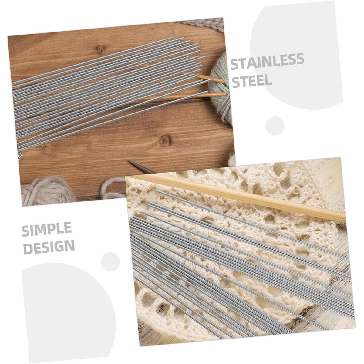 24pcs Stainless Steel Pin Rod for Knitting Crochet Supplies
