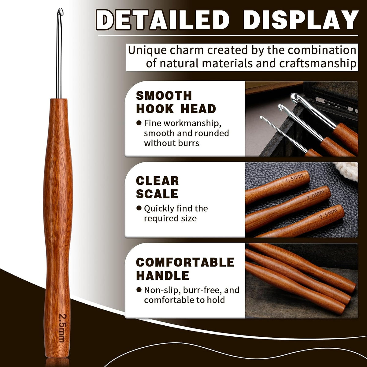 Nitlak 2.5mm Crochet Hook, Available in 1.5mm-6.0mm, Aluminum