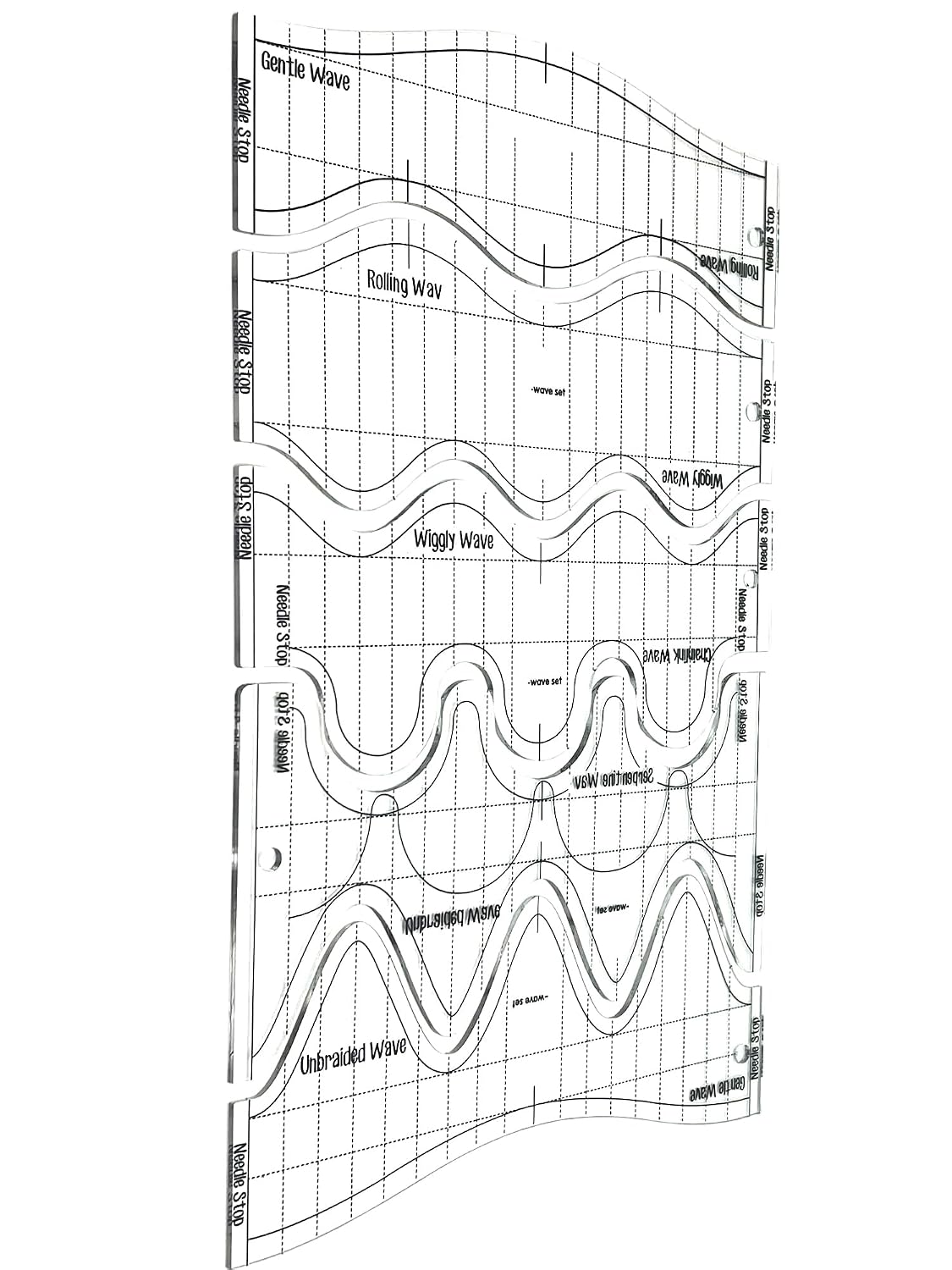 Wave Ruler for Quilting: 3mm Thick Acrylic Template for Sewing