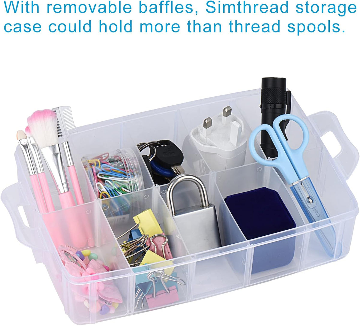 Simthread 2-Layer Thread Organizer Box for 40 Small Spools Clear