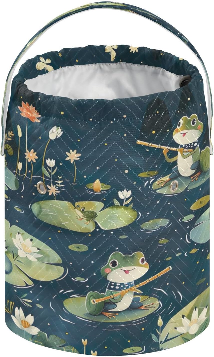 YETTASBIN Frog Lotus Yarn Storage Bag, Large Crochet Knitting Bag