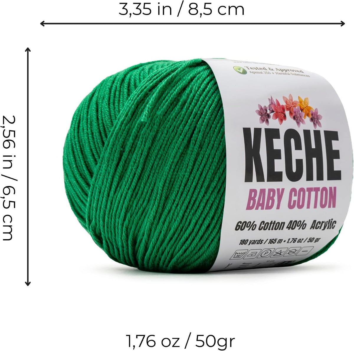 Keche Baby Cotton, 60% Cotton 40% Acrylic Yarn, Soft Cotton Yarn for