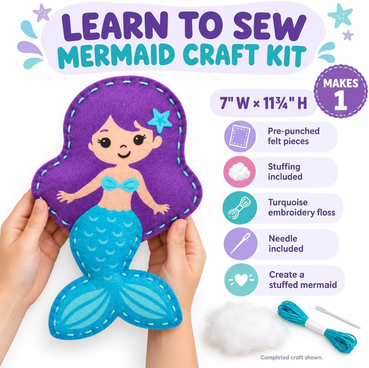 Fun Express 7" x 11 3/4" DIY Craft & Create Kit Learn to Sew Stuffed