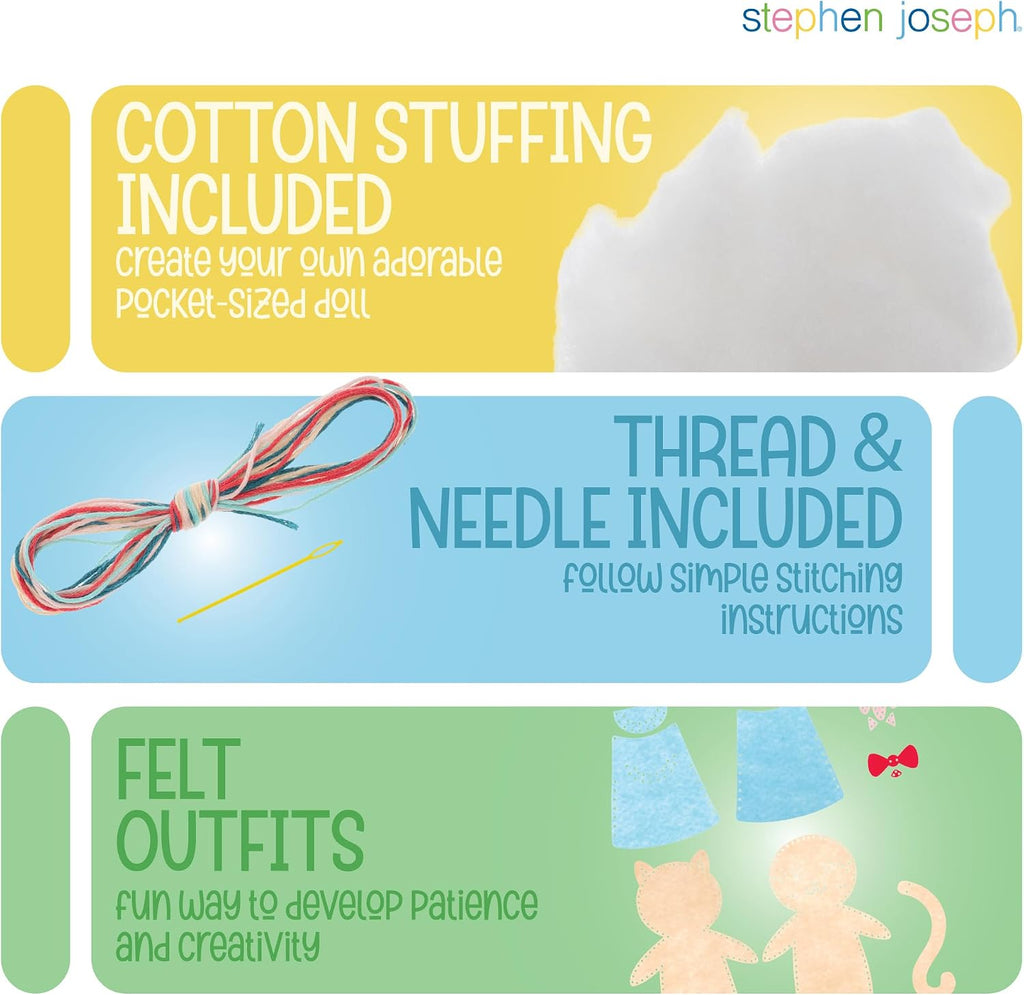 Stephen Joseph Pocket Pals Sewing Kit for Kids, DIY Felt Plush Craft