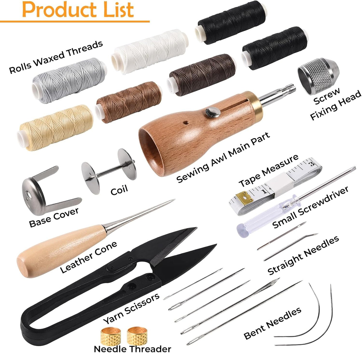 23PCS Sewing Awl Kit, Portable Leather Sewing Awl Thread Kit Leather
