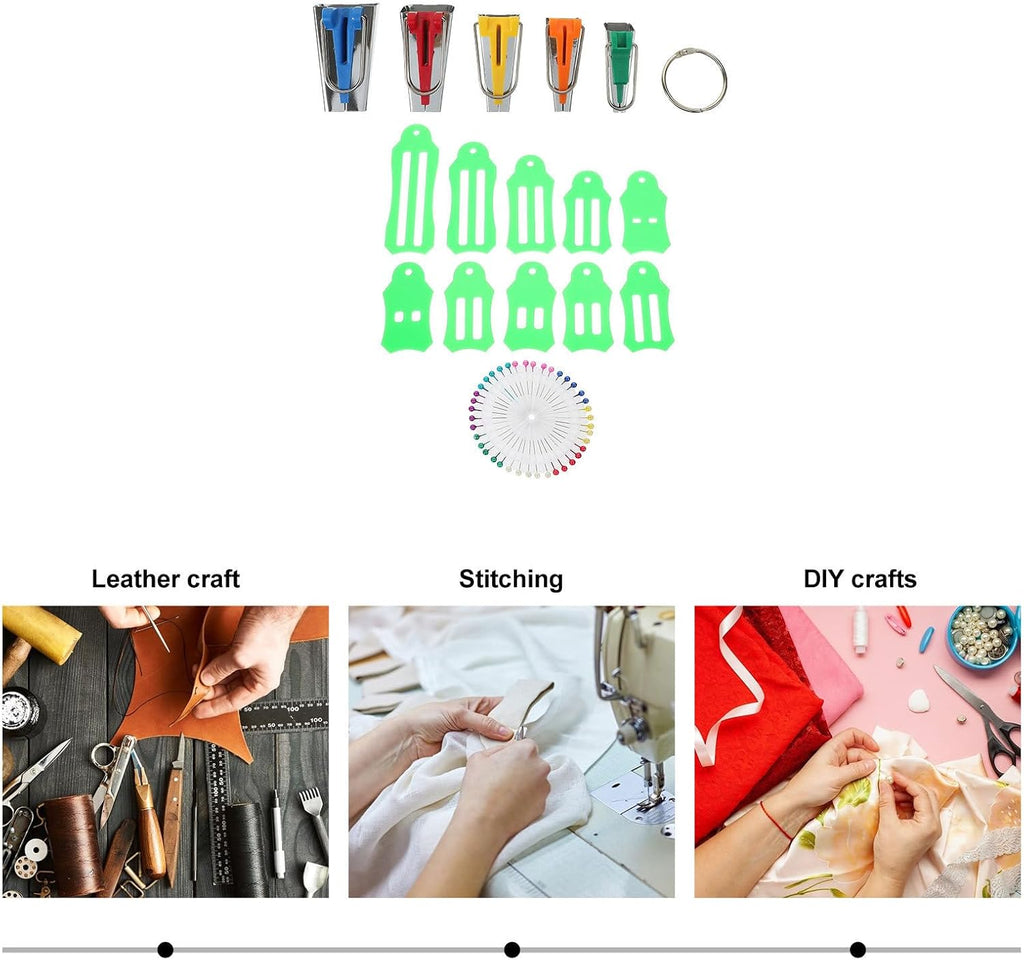 Fabric Bias Tape Maker Tool Kit for Quilters, Sewing