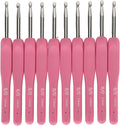 Zerodis 10Pcs Crochet Hook Set, Ergonomic Handle Smooth Silicone Grip