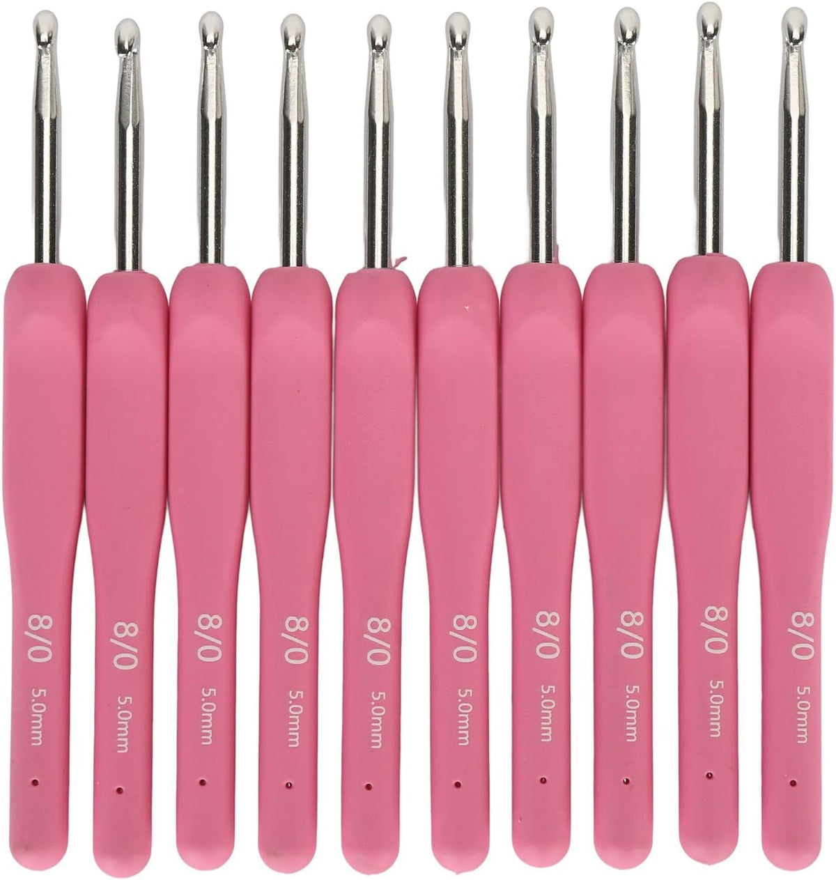 Zopsc 10Pcs Crochet Hooks 5mm Ergonomic Silicone Handle Aluminium