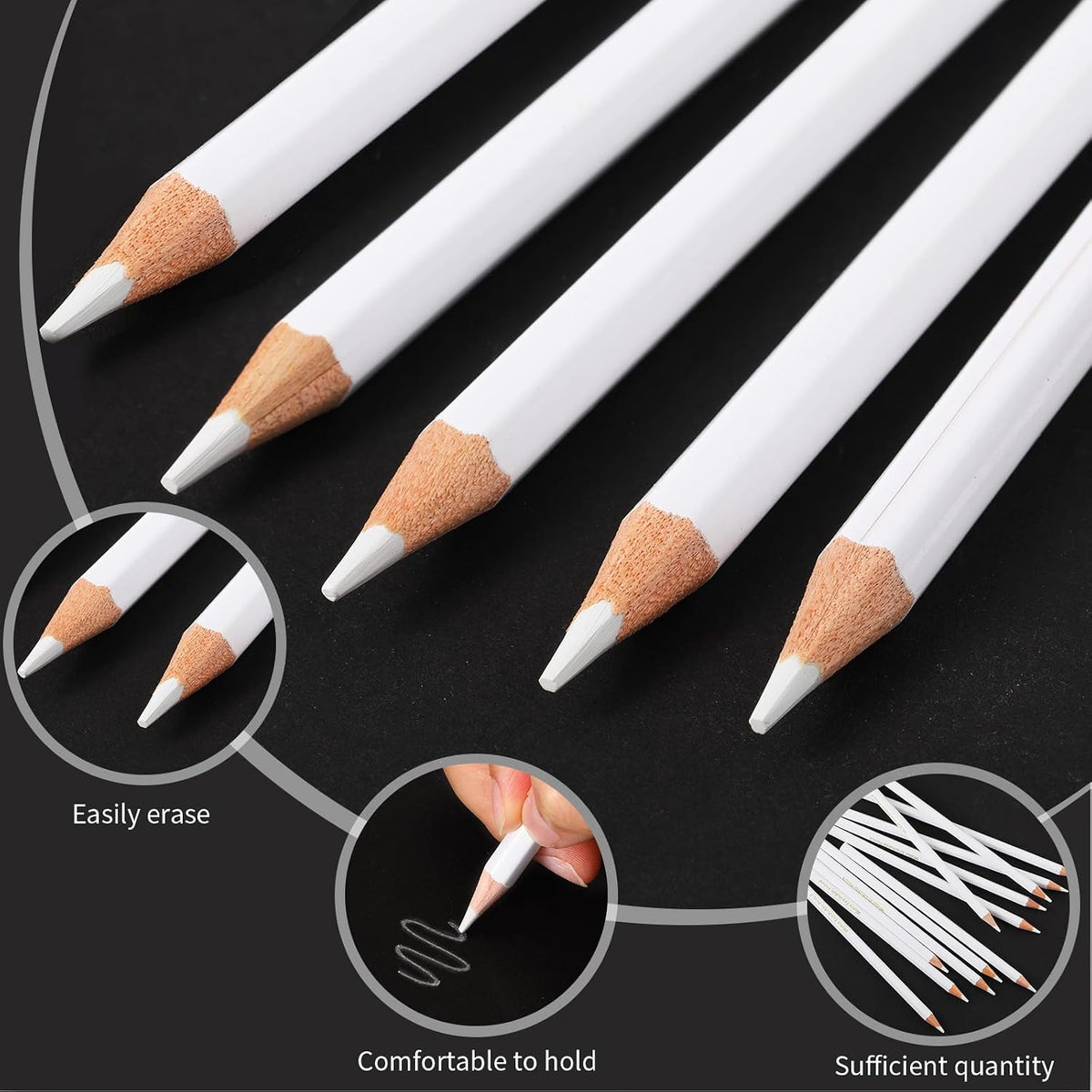 Sabary 24 Pcs White Fabric Pencils for Sewing White Colored Chalk