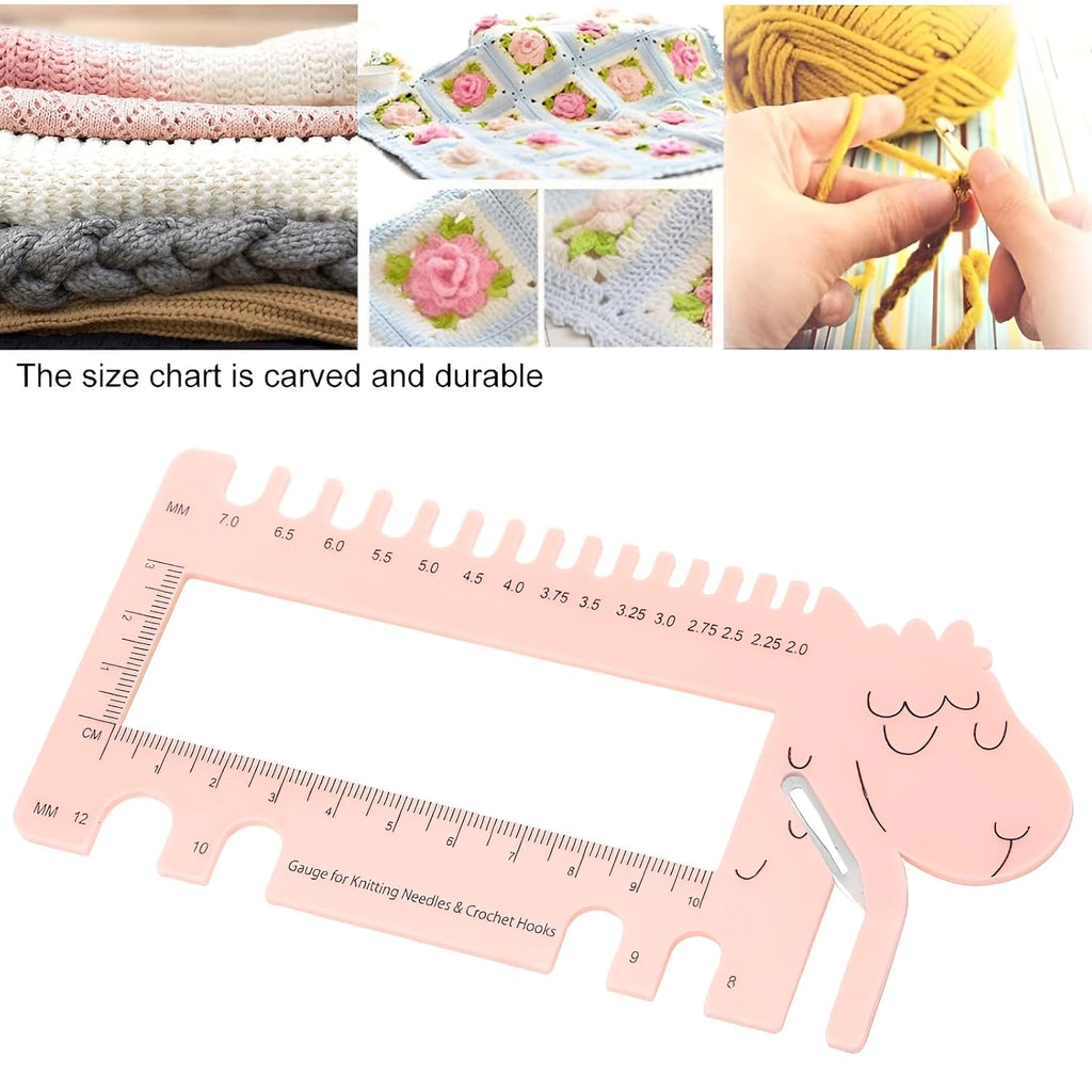 Knitting Needle Gauge and Crochet Hook Sizer Ruler