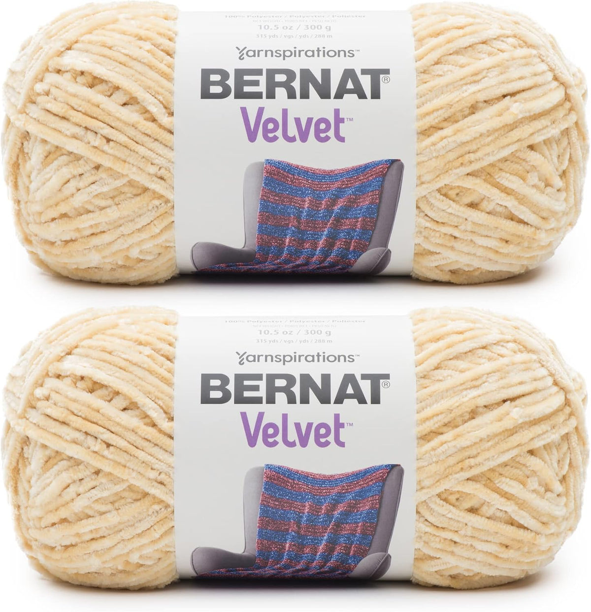 Bernat Velvet Soft Yarn for Crocheting, Soft Sunshine, 2-Pack