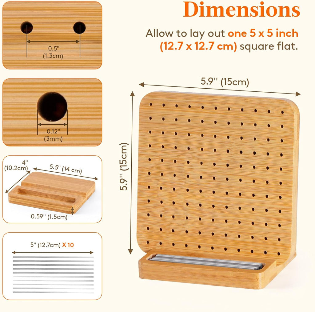 Lifewit 5.9" Crochet Blocking Board with 10 Pegs for Knitting &