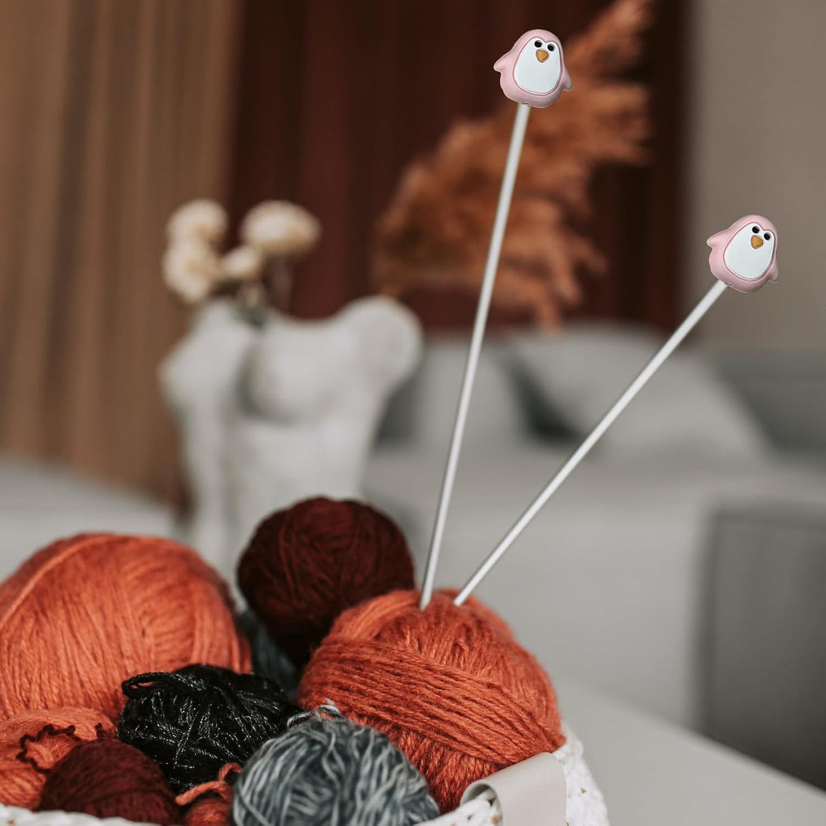 SPANSEE 6 PCS Penguin Knitting Needle Point Protectors, Knitting