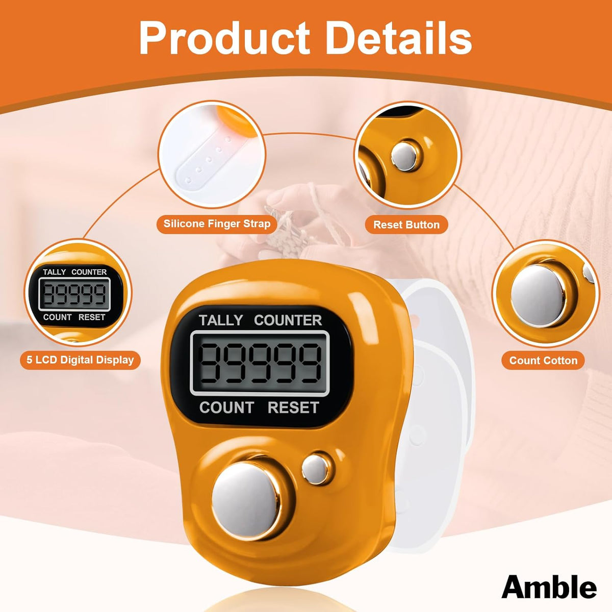 Amble 12 Pack Electronic Finger Counter, 5 Digit LCD Electronic