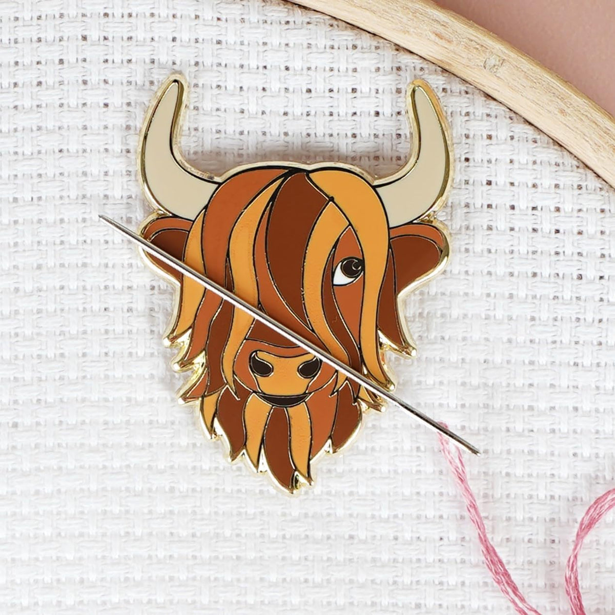 Caterpillar Cross Stitch Needle Minder - Highland Cow for Cross
