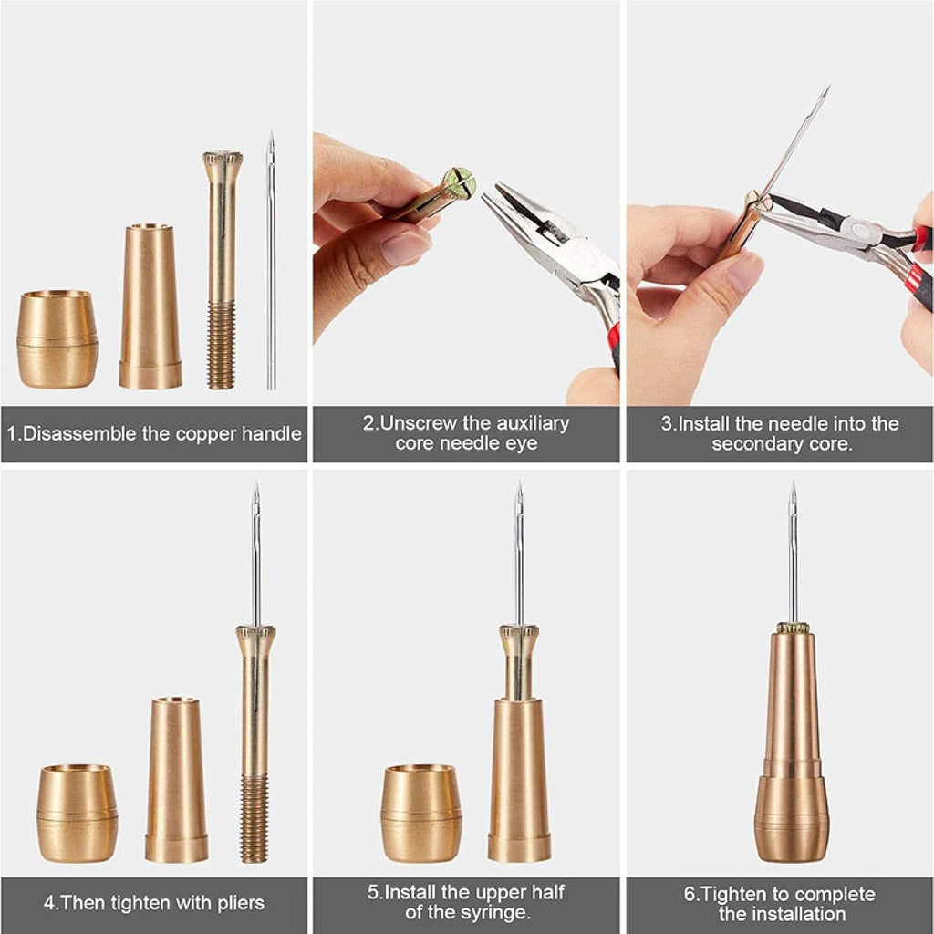 Oumefar Leather Sewing Awl Kit - 3 Needles, Hand Stitch Awl, Shoe