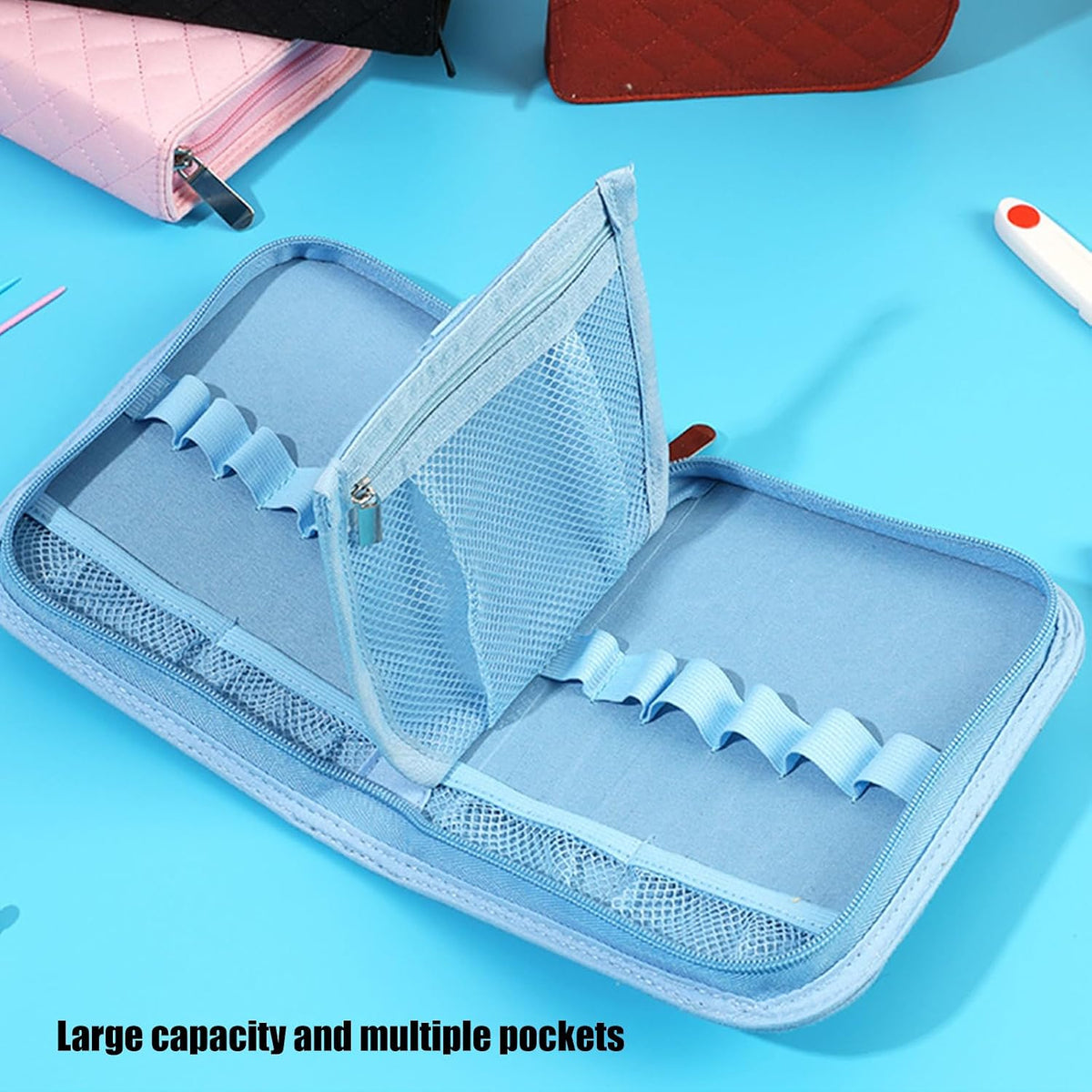 Hook Case with Double-Sided Center Organizer Flap, Blue