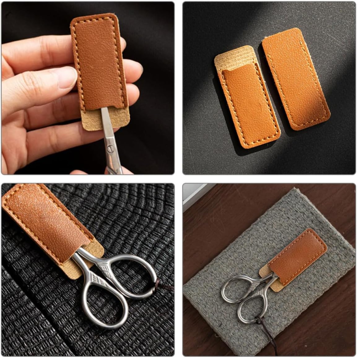 5Pcs Leather Scissor Sheaths, Protective Covers for Sewing Scissors