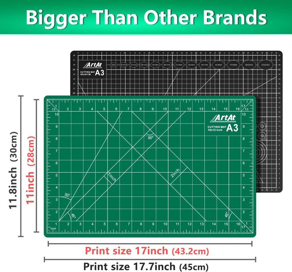 ArtAt Self Healing Cutting Mat: 12inch x 18inch Double Sided 5-Ply