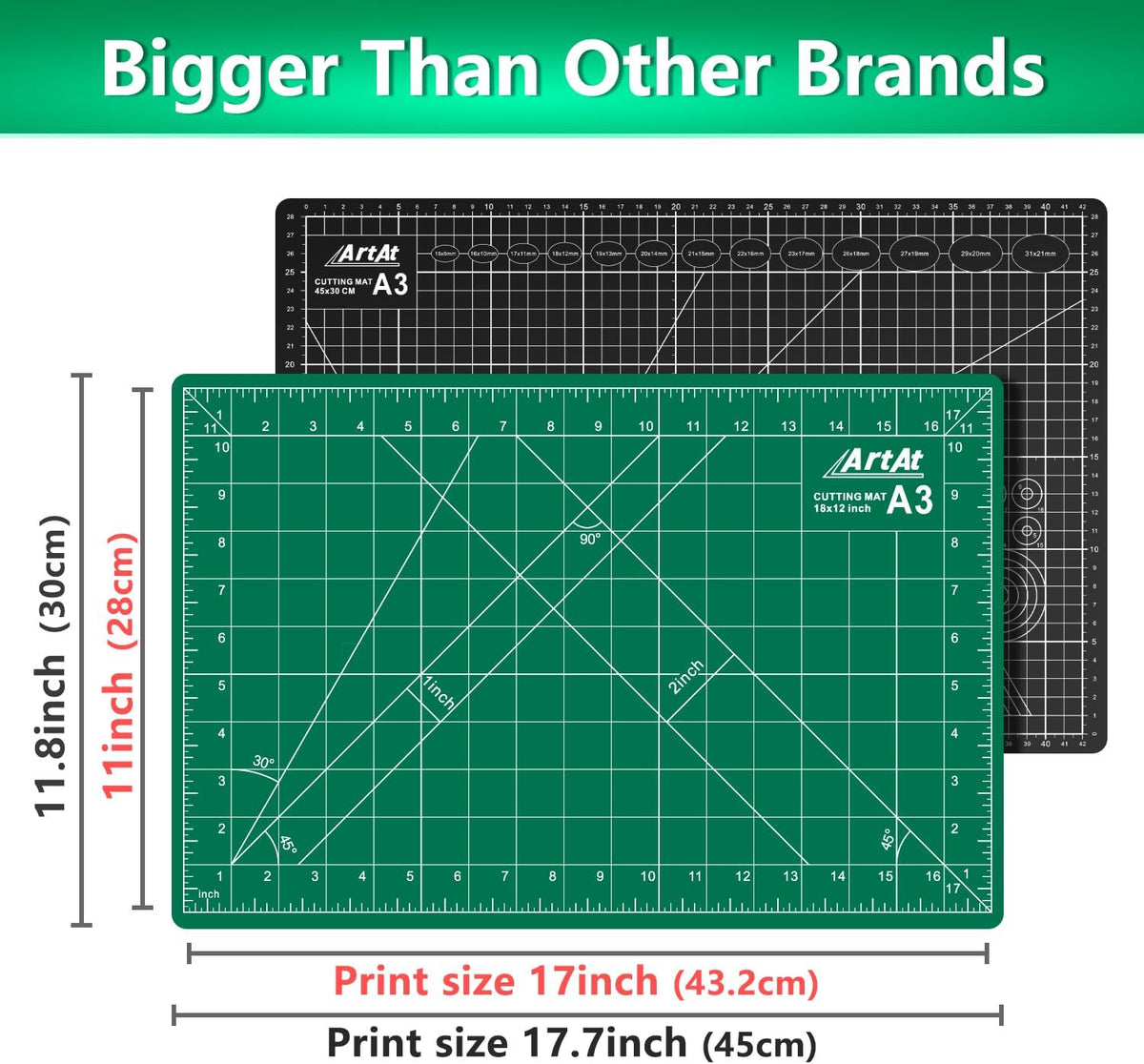ArtAt Self Healing Cutting Mat: 12inch x 18inch Double Sided 5-Ply