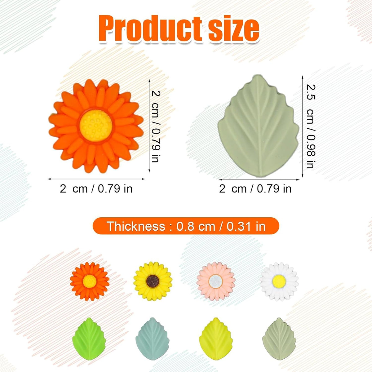 NQEUEPN 8pcs Silicone Knitting Needle Stoppers, Colorful Daisy Leaves