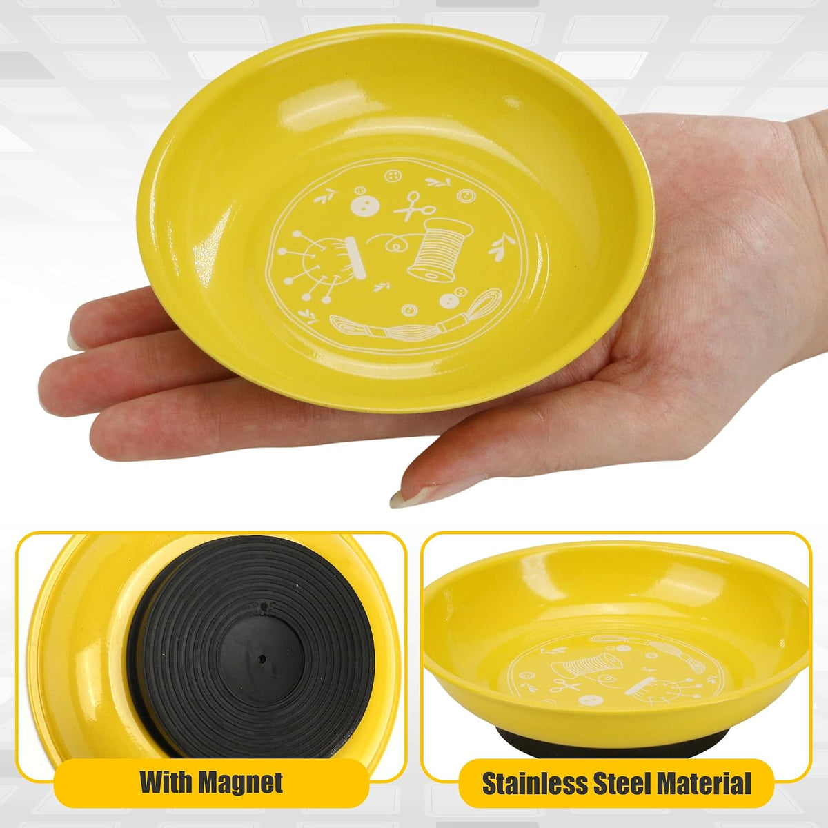 2Pcs Magnetic Bowl Sewing Pin Bobby Holder Storage Tray with 150Pcs