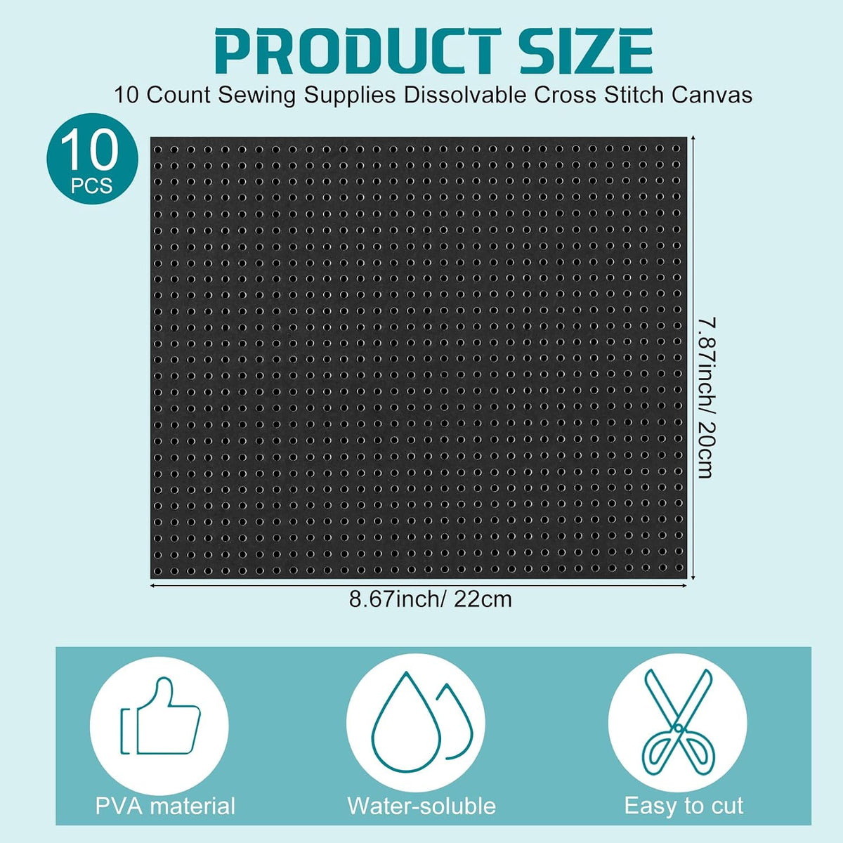 Breling 10 Soluble Cross Stitch Canvas, 10 Count, 20 x 22 cm
