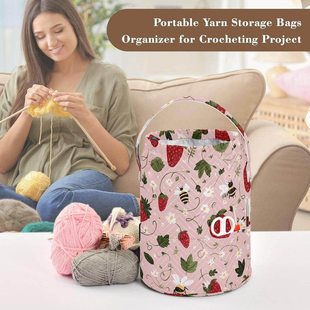 ElliTarr Crochet Bag Yarn Bag with Handle Portable Knitting Project