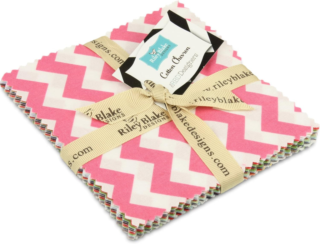 Riley Blake SMALL CHEVRON Precut 5-inch Stacker Charm Pack Cotton