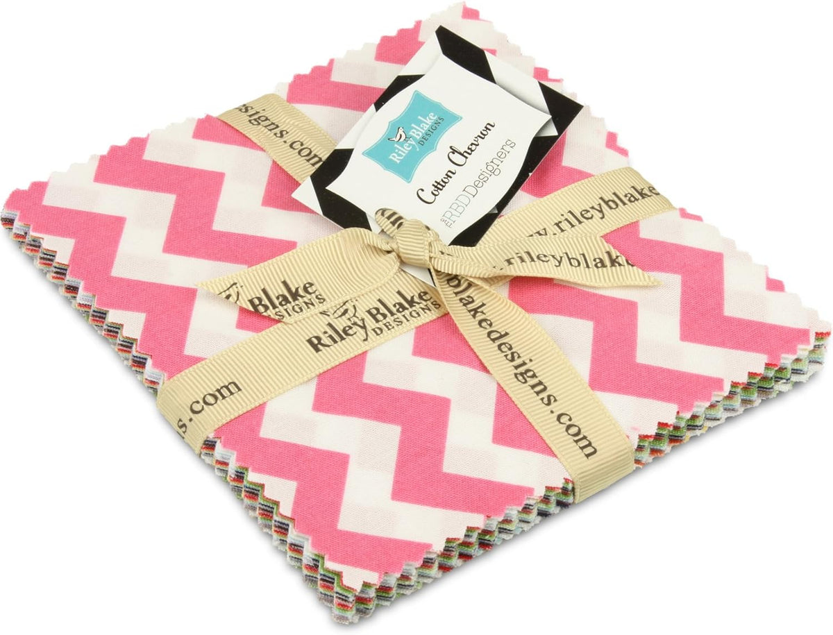 Riley Blake SMALL CHEVRON Precut 5-inch Stacker Charm Pack Cotton