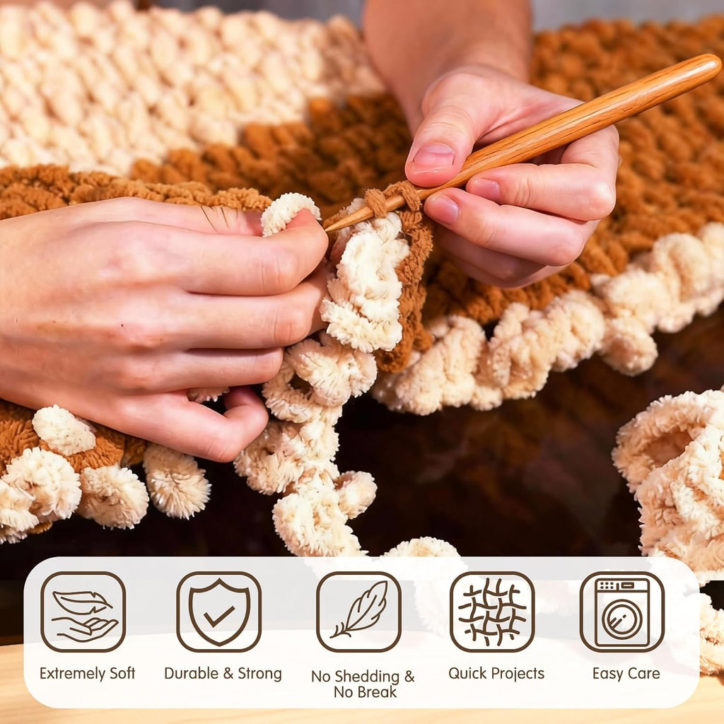 4-Pack Chunky Yarn for Crocheting Blankets & Big Projects