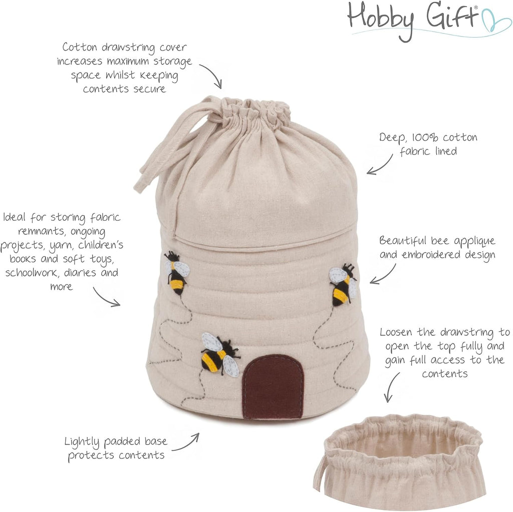 Hobby Gift Drawstring Project Bag for Knitting & Crochet, Cotton Yarn