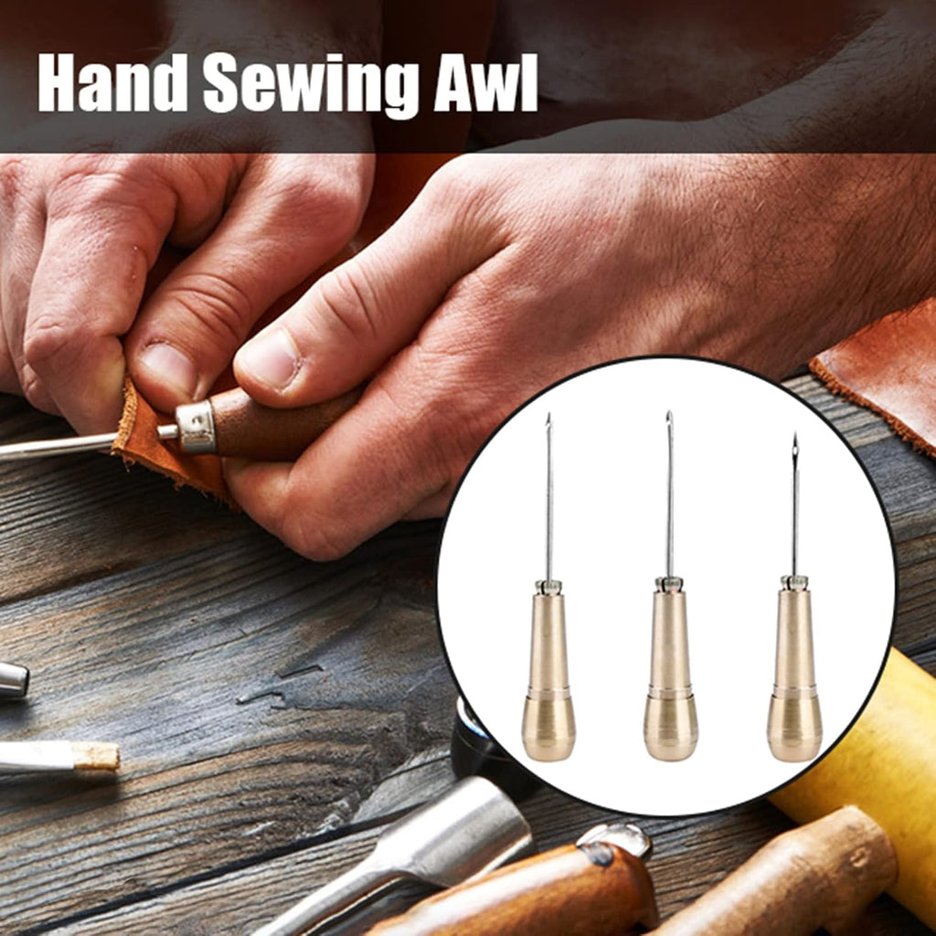 Oumefar Leather Sewing Awl Kit - 3 Needles, Hand Stitch Awl, Shoe